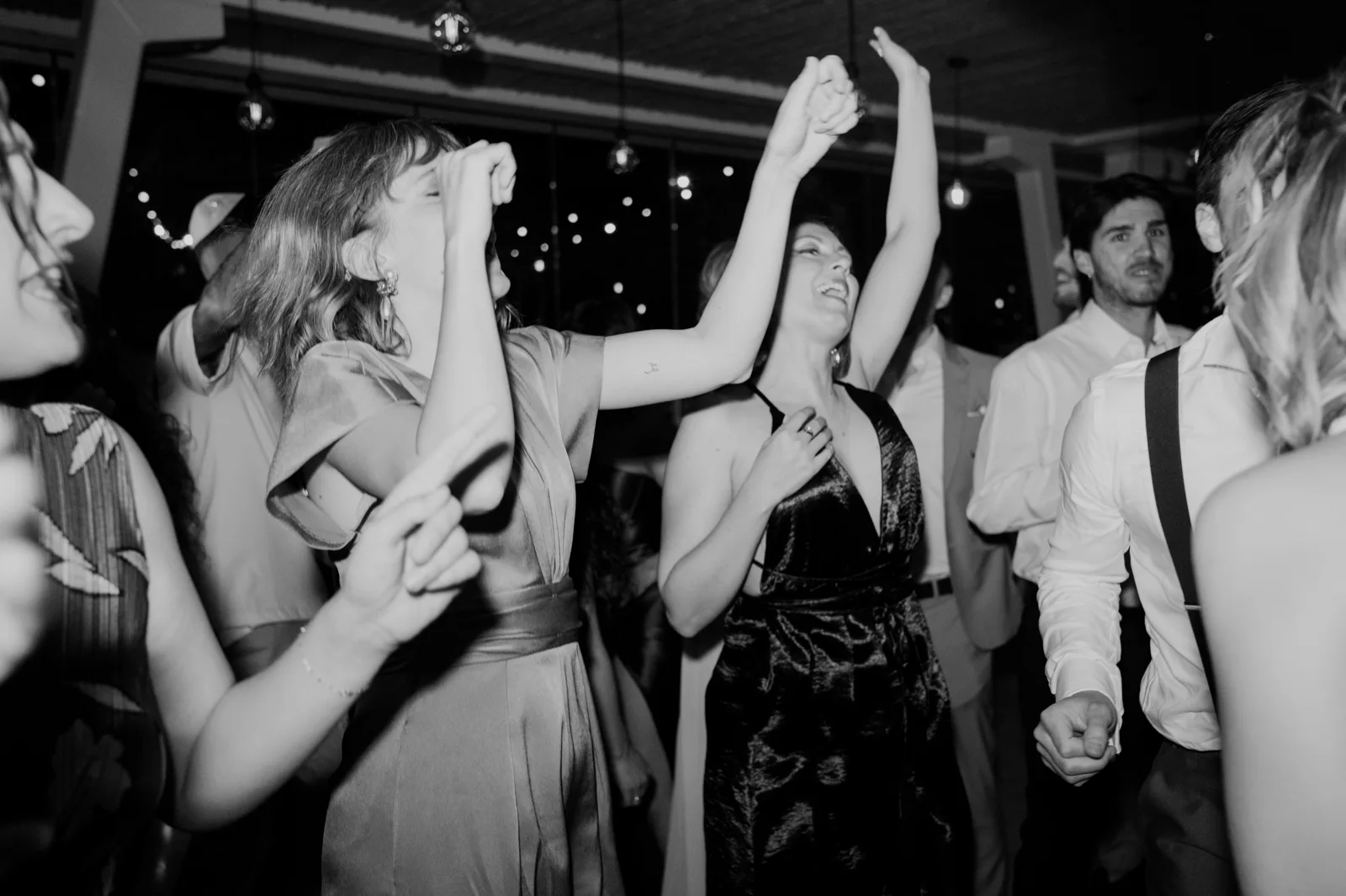 A packed wedding dance floor